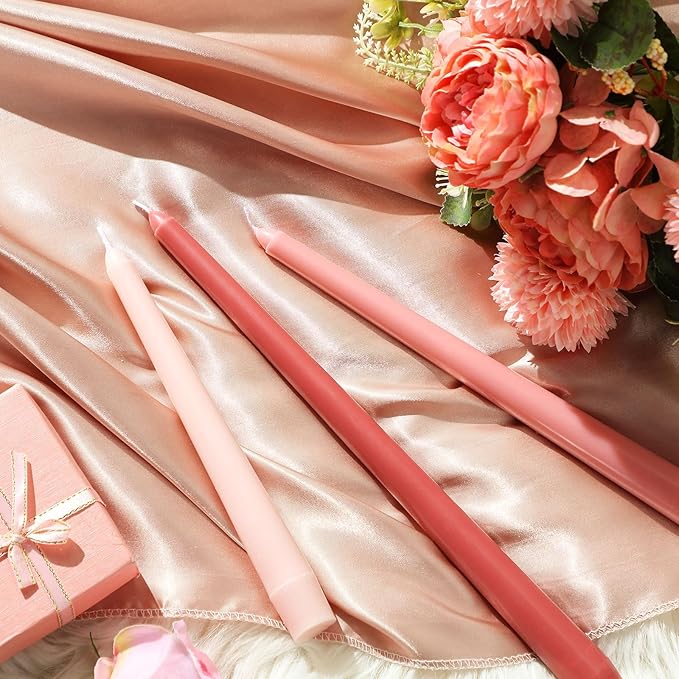 MTLEE Taper Candles 8/10/12 Multi Height Unscented Taper Candles 8 Burn Hours for Dinner Decorative Home Decoration Wedding Party Candlesticks(Gradient Pink,36)