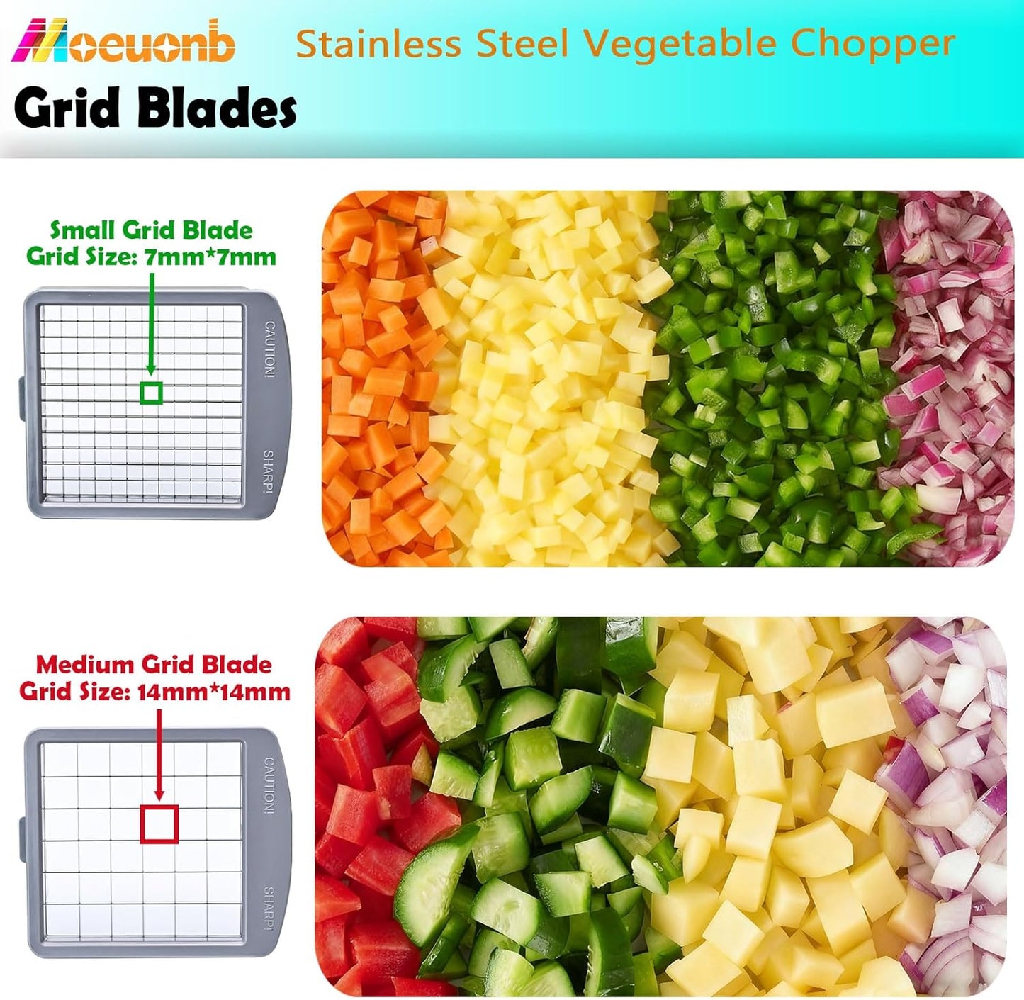 Skiennix All-in-1 Vegetable Chopper - 8 Blade Mandoline Slicer with Container | Stainless Steel Design