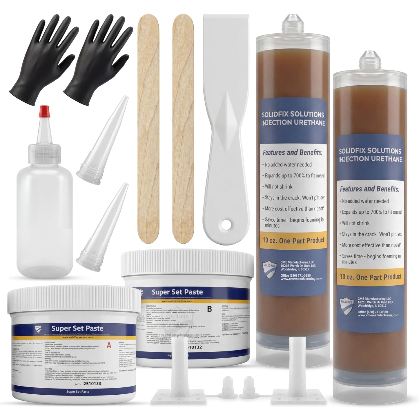 Concrete Crack Injection Kit – DIY Basement Wall Crack Repair – Polyurethane Leak Seal System – Stops Active Water Leaks in Foundation Walls – Easy No-Dig Injection Repair Kit - Ideal for DIY Projects