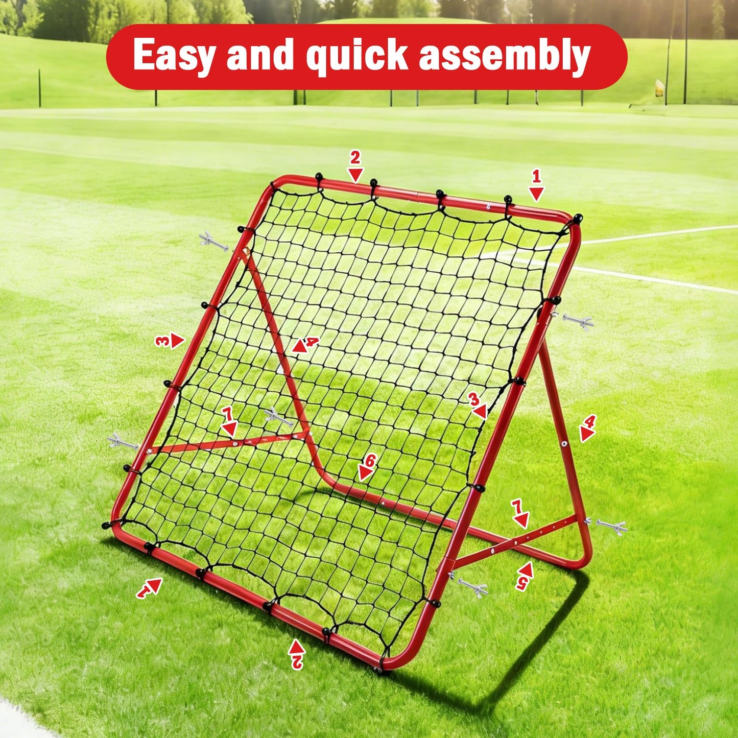 Soccer Rebounder Net, Adjustable Angle Football Training Equipment with Steel Frame, Portable Folding Rebound Net for Passing and Control Practice, Easy Setup Outdoor Sports Gear for Youth and Adults