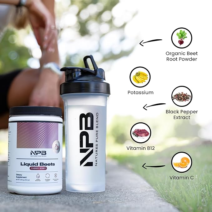 Nature's Pure Blend Organic Beet Root Powder ??Nitric Oxide Booster L-Arginine ??Liquid Beets for Blood Flow Circulation & Energy ??Pre-Workout Endurance Support ??8,000 MG