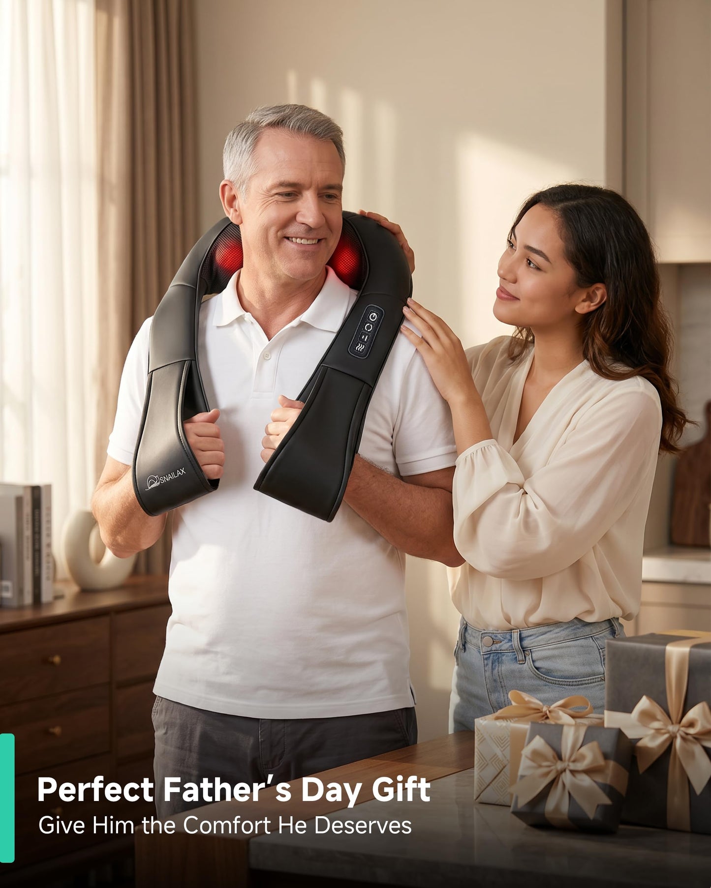 Snailax Shiatsu Neck and Shoulder Massager - Back Massager with Heat, Deep Kneading Electric Massage Pillow for Neck, Back, Shoulder,Foot,Body