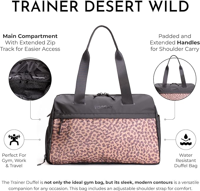 Vooray 25L Trainer Duffel Bag ??Lightweight Travel Duffel for Women and Men with Shoe Pocket, Workout Bag, Weekender for Overnight, Football, Traveling, or Hospital Use