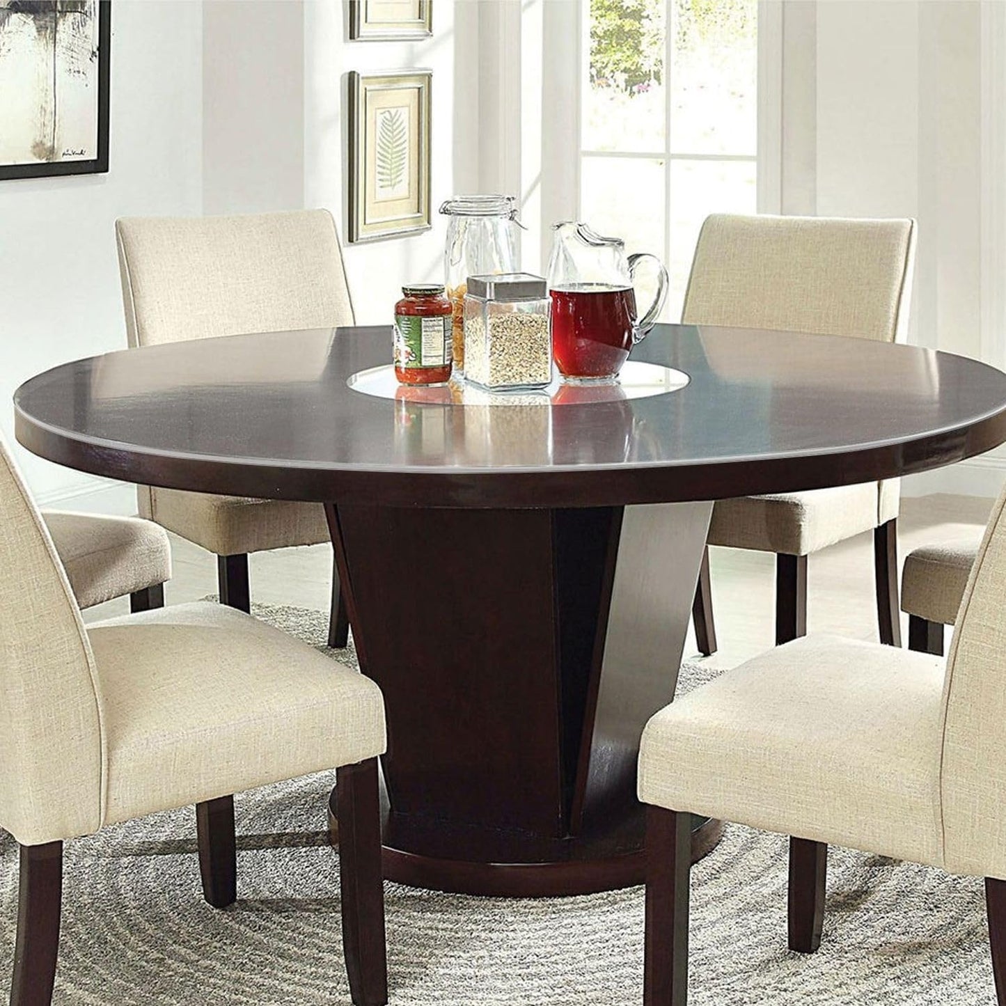 Whirltique Round Clear Table Protector, 70" Round, 1.5mm Thick, Clear Vinyl Table Cover, Scratch Resistant, Dining Room Table Cover