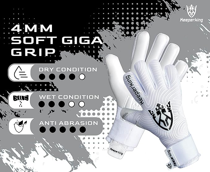 Professional Soccer Goalie Gloves Kids, Boys, Youth, Adult, Men- Football Goalkeeper Glove Strong grip palm protection Giga latex 4mm Double elastic Wrist with Negative cut, Slim(Size 6-11)