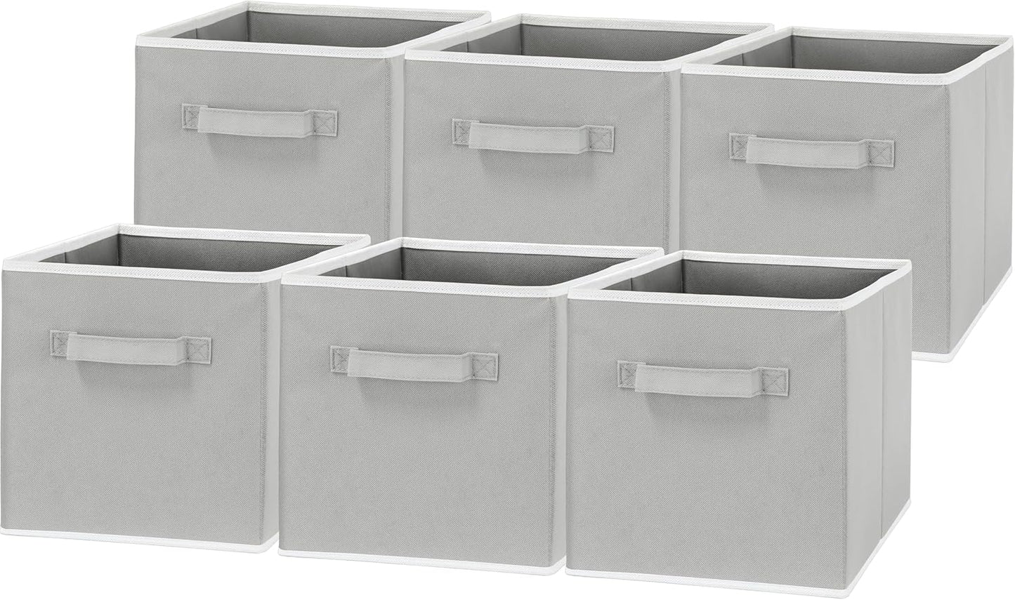 Simple Houseware Foldable Cube Storage Bins - 11-Inch Gray Fabric Organizer | 6-Pack for Closet & Shelves