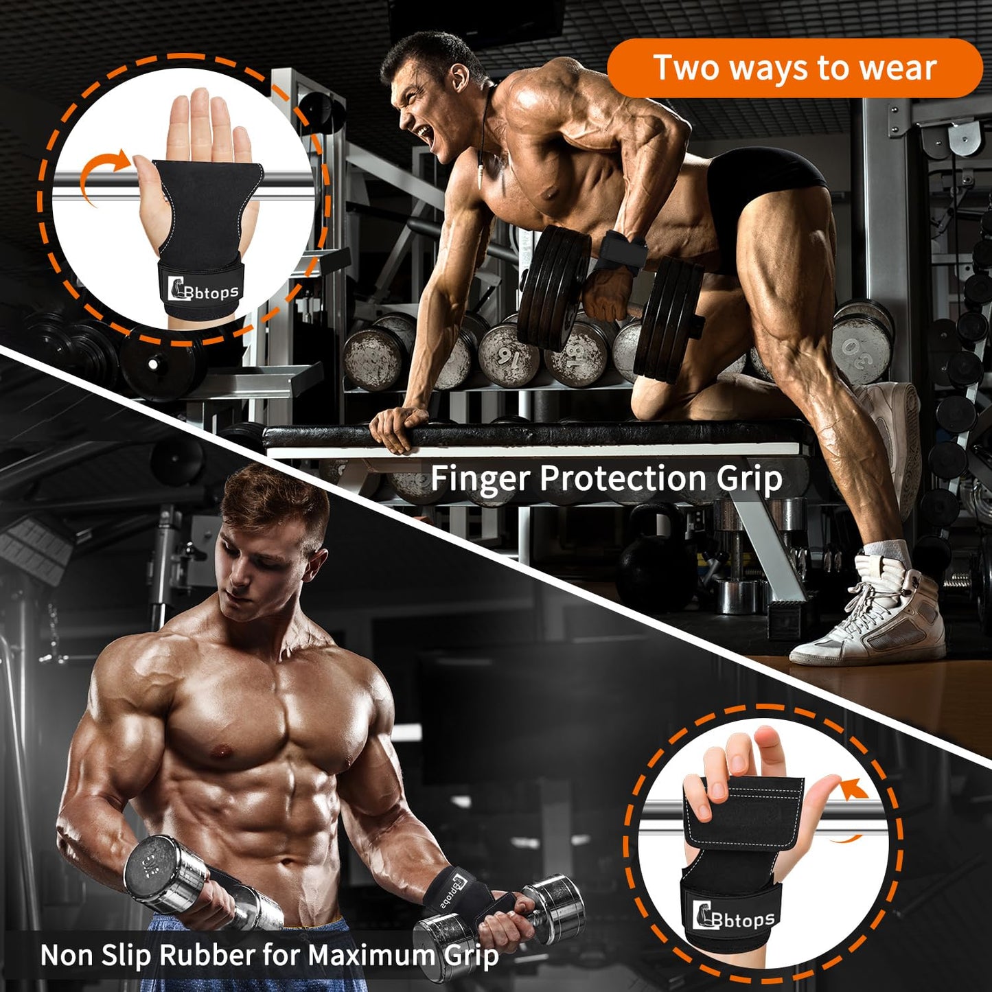Weight Lifting Wrist Strap, Double-Layer Leather Wrist Straps for Gym Strength Training Weightlifting,Deadlift and Powerlifting, Enhance Grip Strength Neoprene Padding Gym Workout Lifting Straps Pair Black