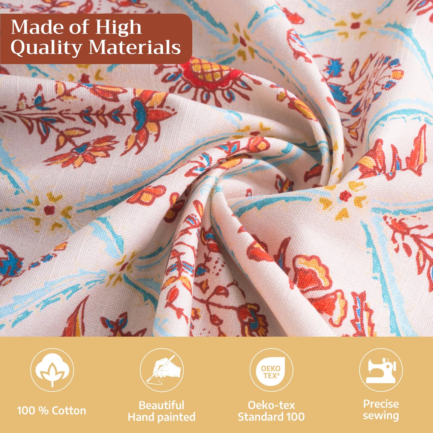 Maison d' Hermine Table Cloth Rectangle Table 100% Cotton 70 x 90 Inches Fall Tablecloth Reusable Everyday Use for Thanksgiving Christmas Decorations Dining Farmhouse Party (Romane)