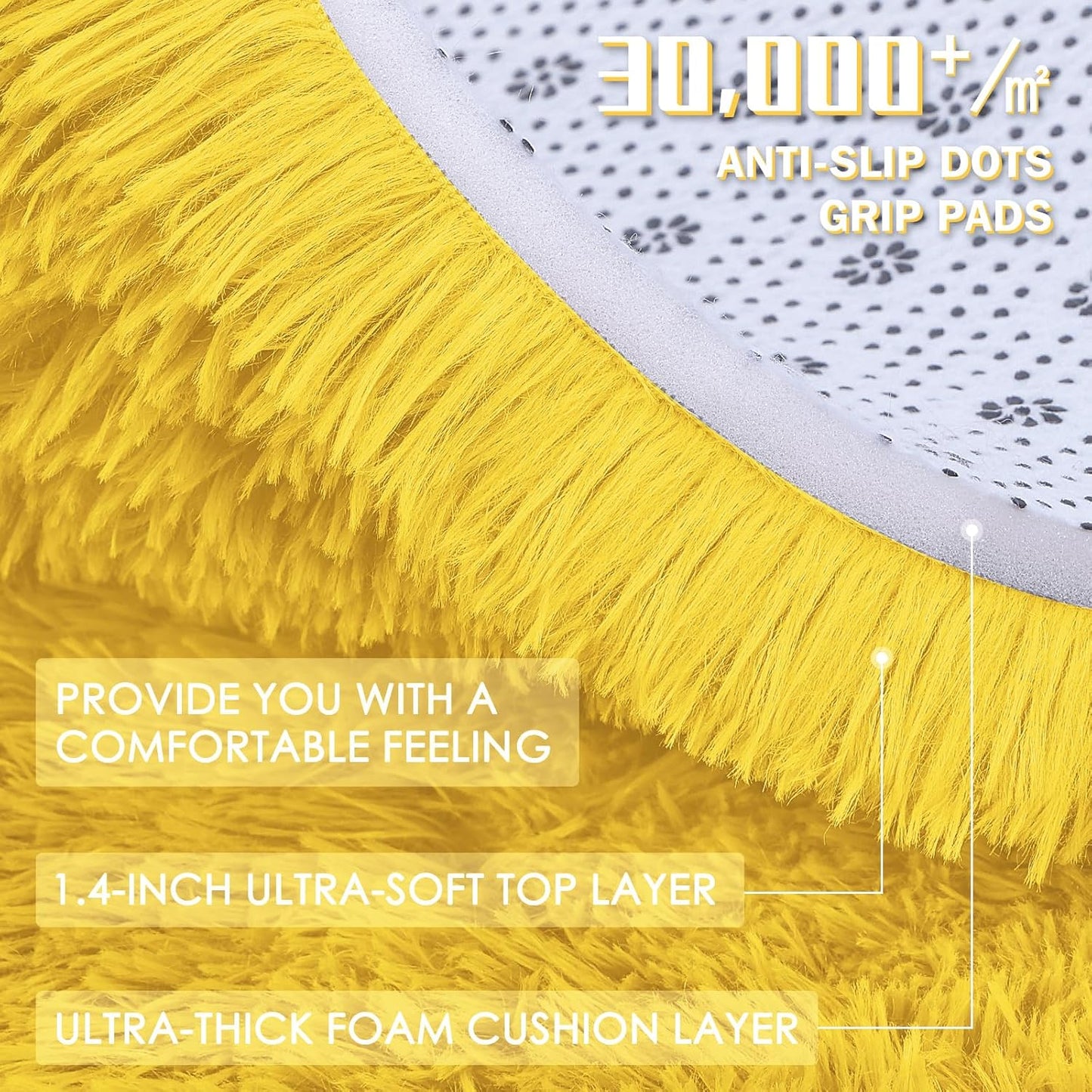 OLANLY Soft Fluffy Shaggy Runner Rug - Machine Washable 2x6 for Hallway, Bedroom, Nursery | Yellow Home Decor