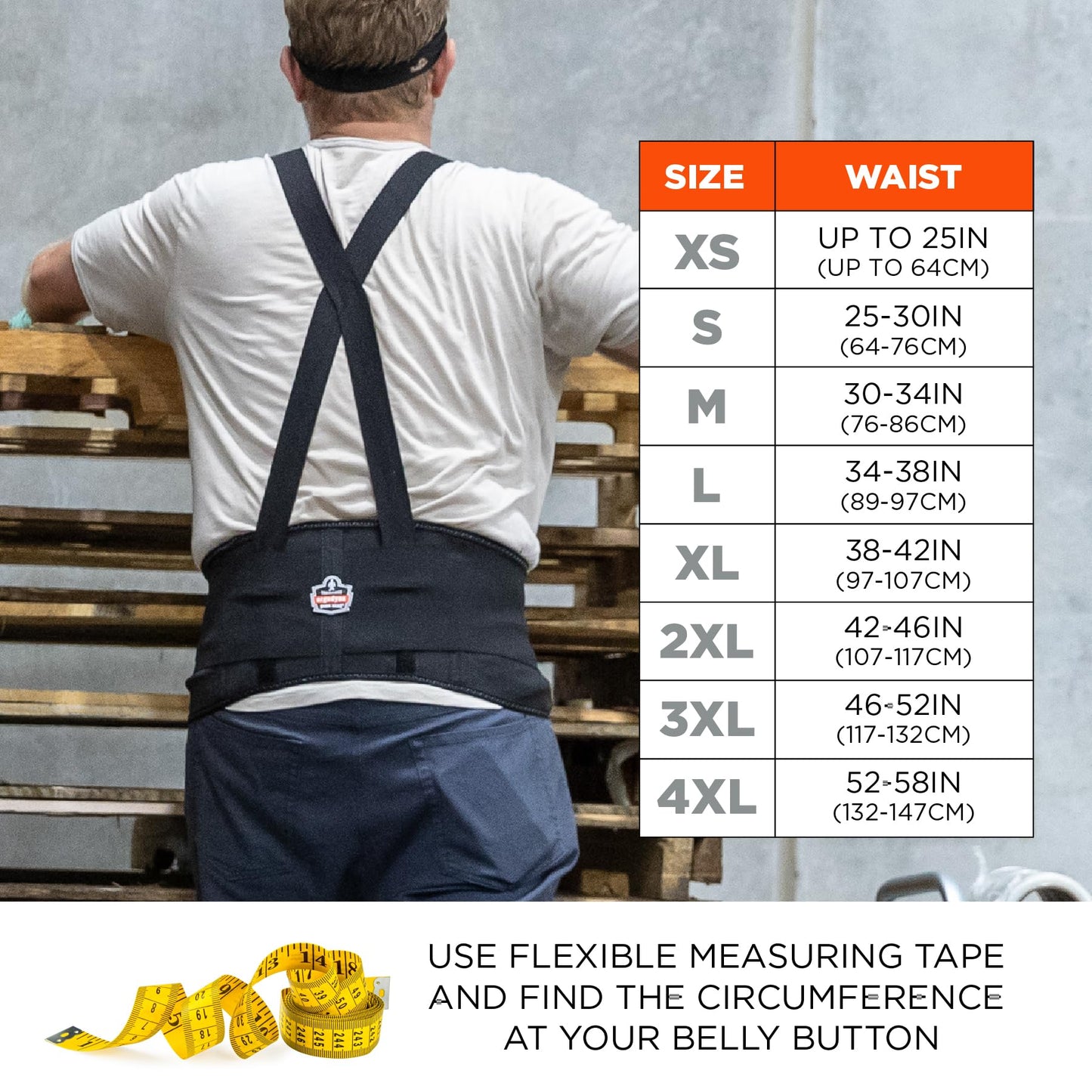 Ergodyne ProFlex 1650 Back Support Belt, 7.5" Elastic, Adjustable, Removeable Straps, Large