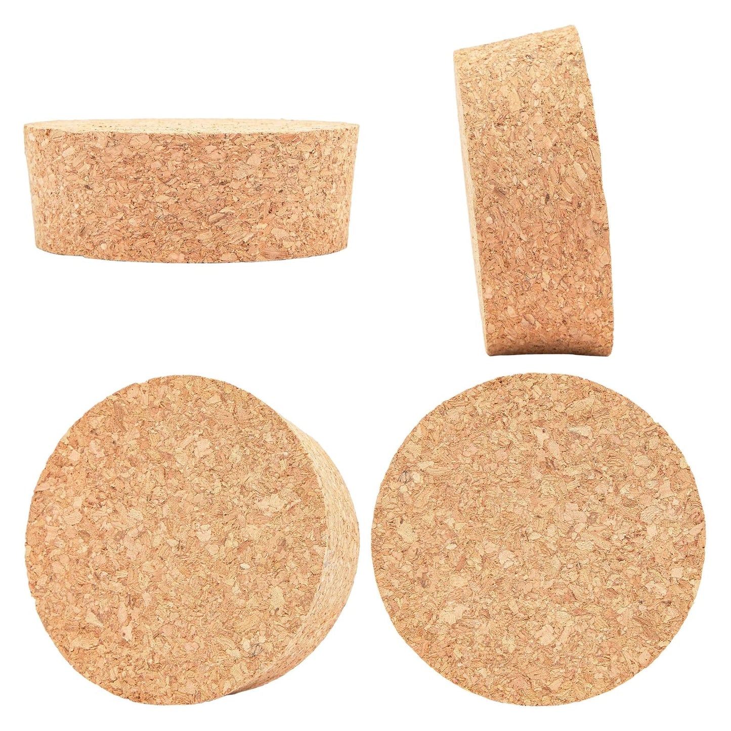 Juvale Large Tapered Cork Pucks & Plugs - Size #48, 3.48 x 3.27 x 1.29 in, 3-Pack - Wide Cork Stopper for Sealing Jars, Bottles & DIY Crafts