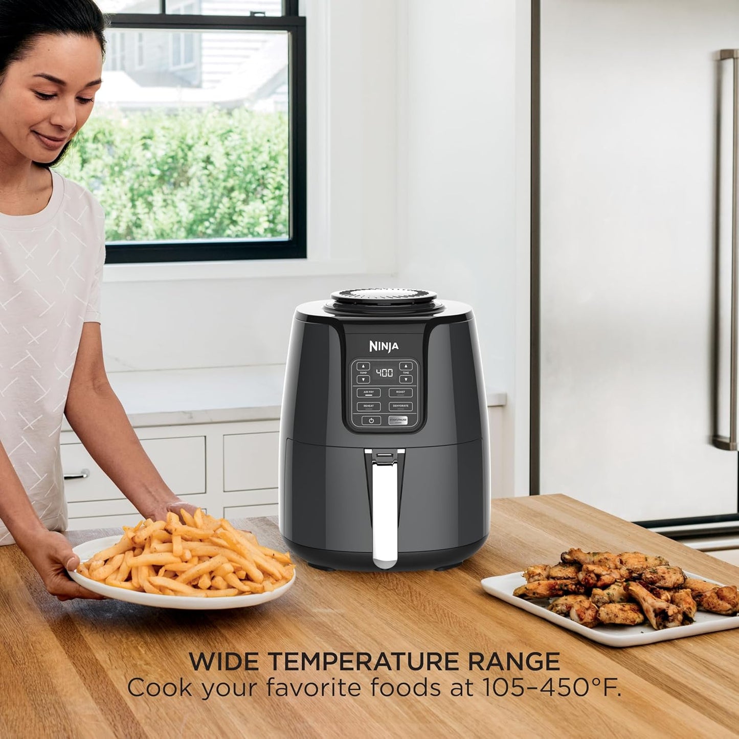 Ninja Air Fryer - 4 QT Capacity | 4-in-1 Cooking Functions | Dishwasher Safe Parts | Includes 20 Healthy Recipes | 1550 Watt | Grey