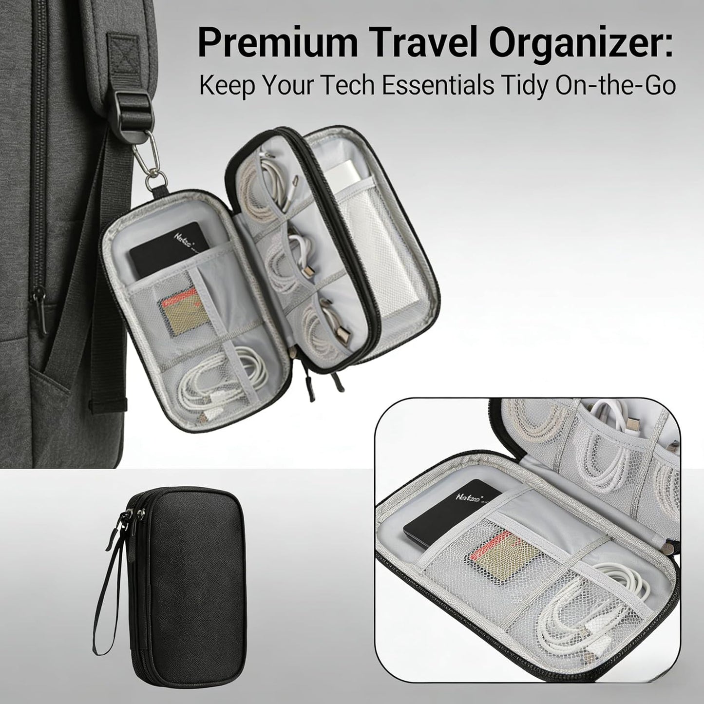 vigorm Travel Storage Box - Hard EVA Protective Cover for Mobile Power Bank, Charger, Cable, Phone and Accessories