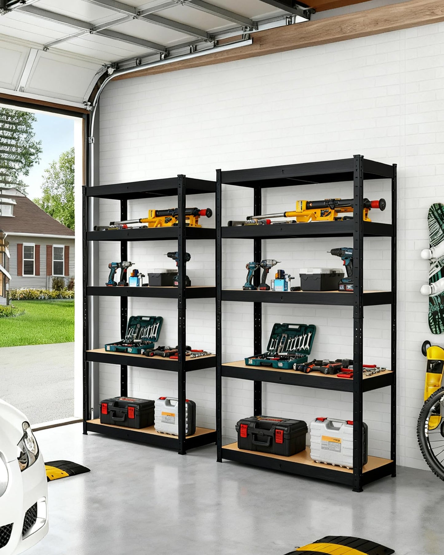 Garage Storage Shelves,60x24x72 Heavy Duty Garage Shelving Metal Adjustable Garage Shelves,5-Tier Adjustable Shelving Units,Loads 2000 LBS,Metal Storage Utility Racks for Warehouse,Pantry, Basement