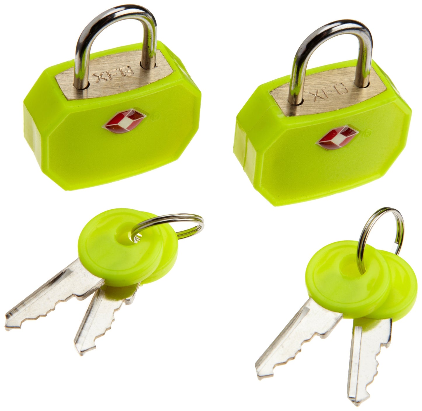 Lewis N. Clark Travel Sentry TSA Lock + Mini Padlock for Luggage Suitcase, Carry On, BackPack, Laptop Bag or Purse - Perfect for Airport, Hotel, And Gym (Includes 4 keys) - 2-Pack, Yellow