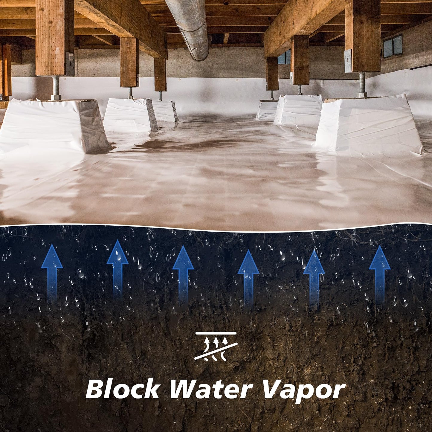 Crawl Space Vapor Barrier - 16 mil 10' x 100', Concrete Vapor Barrier, Vapor Barrier for Crawlspace Encapsulation kit, Crawlspace Liner, Roll of Heavy Duty Plastic sheeting, Black and White Panda Film