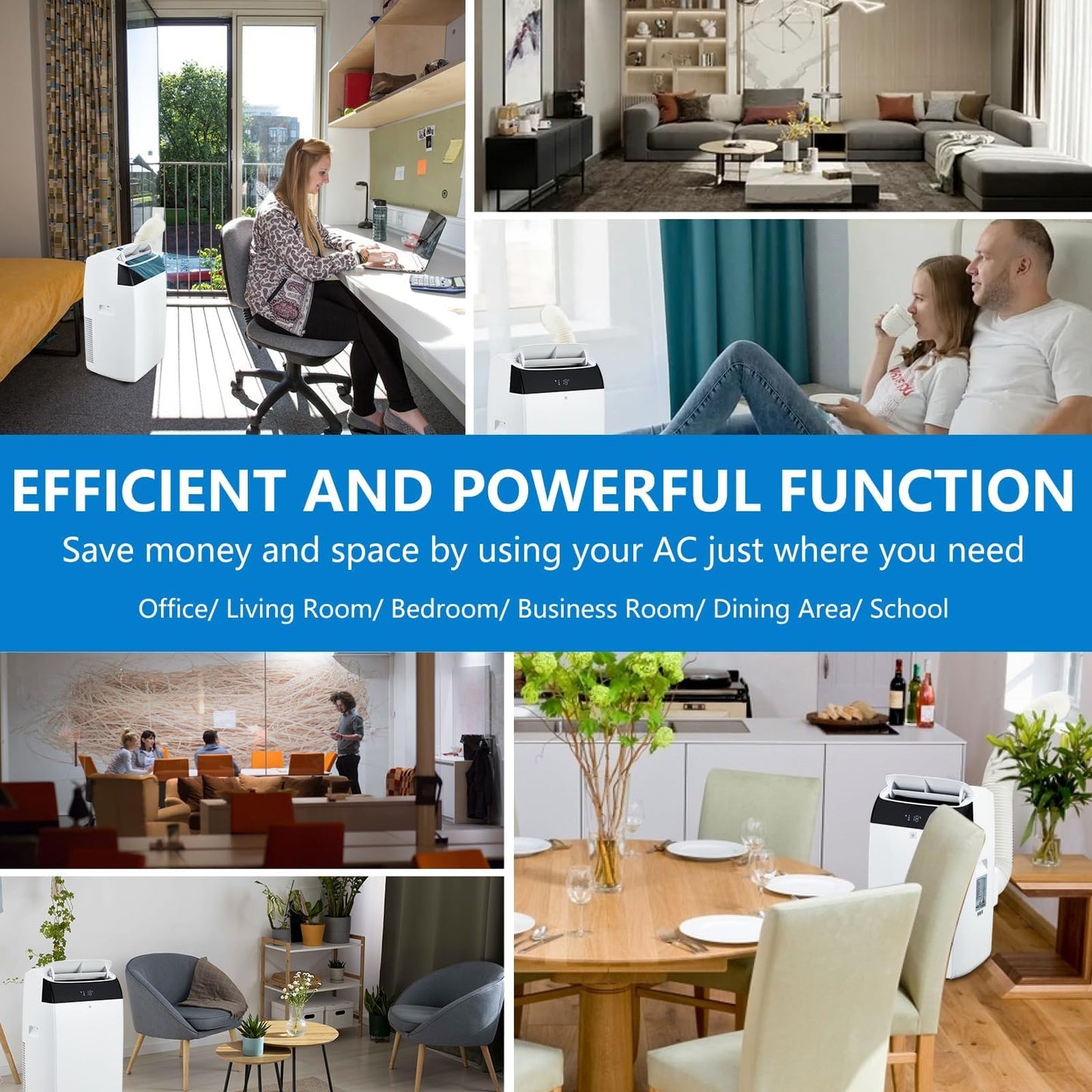 14000 BTU Portable Air Conditioners with Remote Control, 3-in-1 Free Standing Cooling AC Unit with Fan & Dehumidifier, Cools Room up to 750 sq.ft,Sleep Mode,3 Speed,Auto Swing,24H Timer
