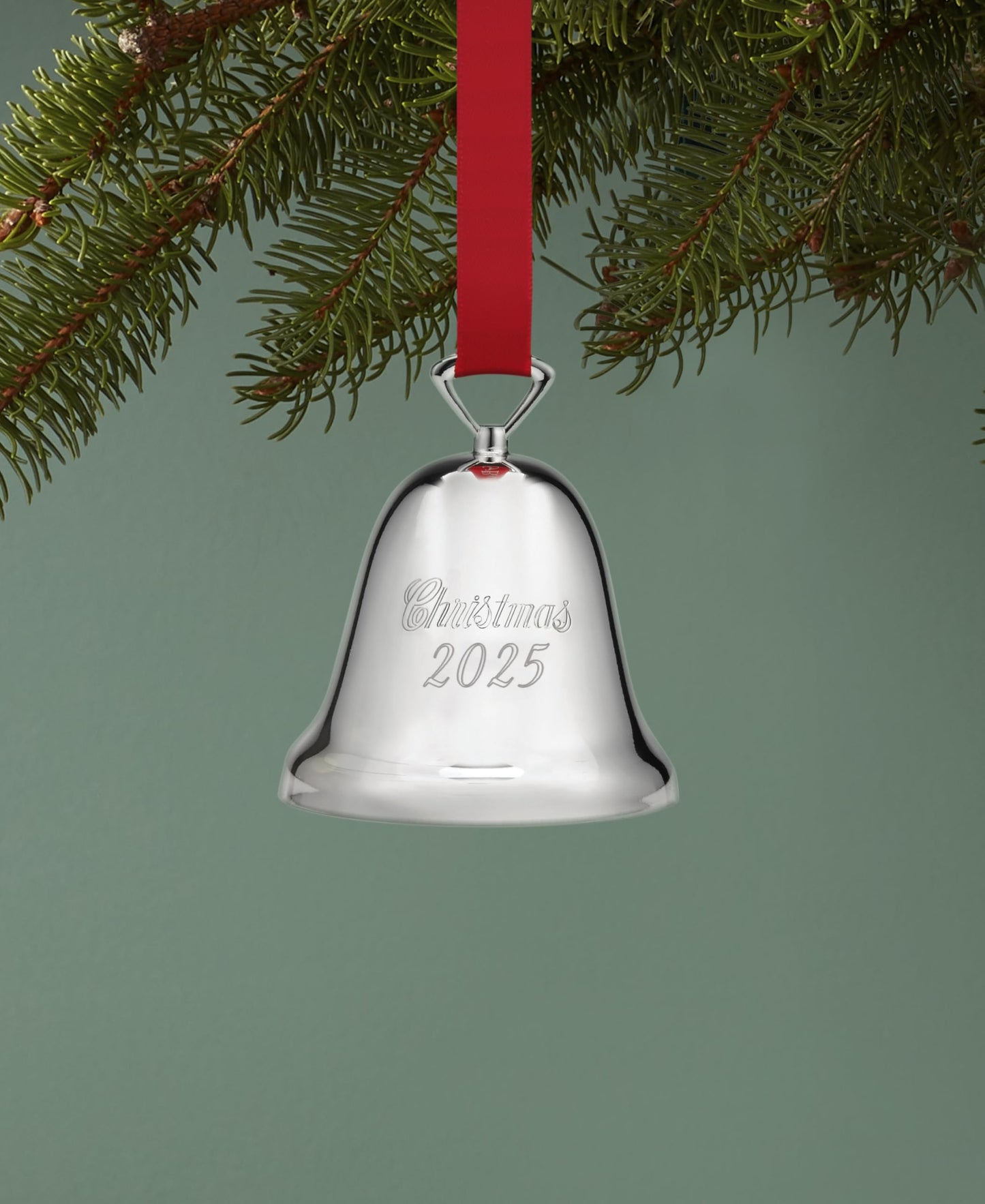 Reed and Barton Ornaments, 2025 Annual Christmas Bell Silverplate Ornament, Christmas Tree Decorations, Includes a Red Ribbon for Hanging, Winter Tree Decor, Winter Decorations (Silver, 1 Piece)