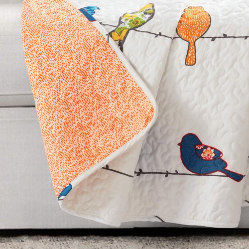 Lush Decor Rowley Birds Reversible Throw Blanket, 50" W x 60" L, Multi - Throw Blankets for Bed - Couch Blanket - Farmhouse Throw Blanket for Couch