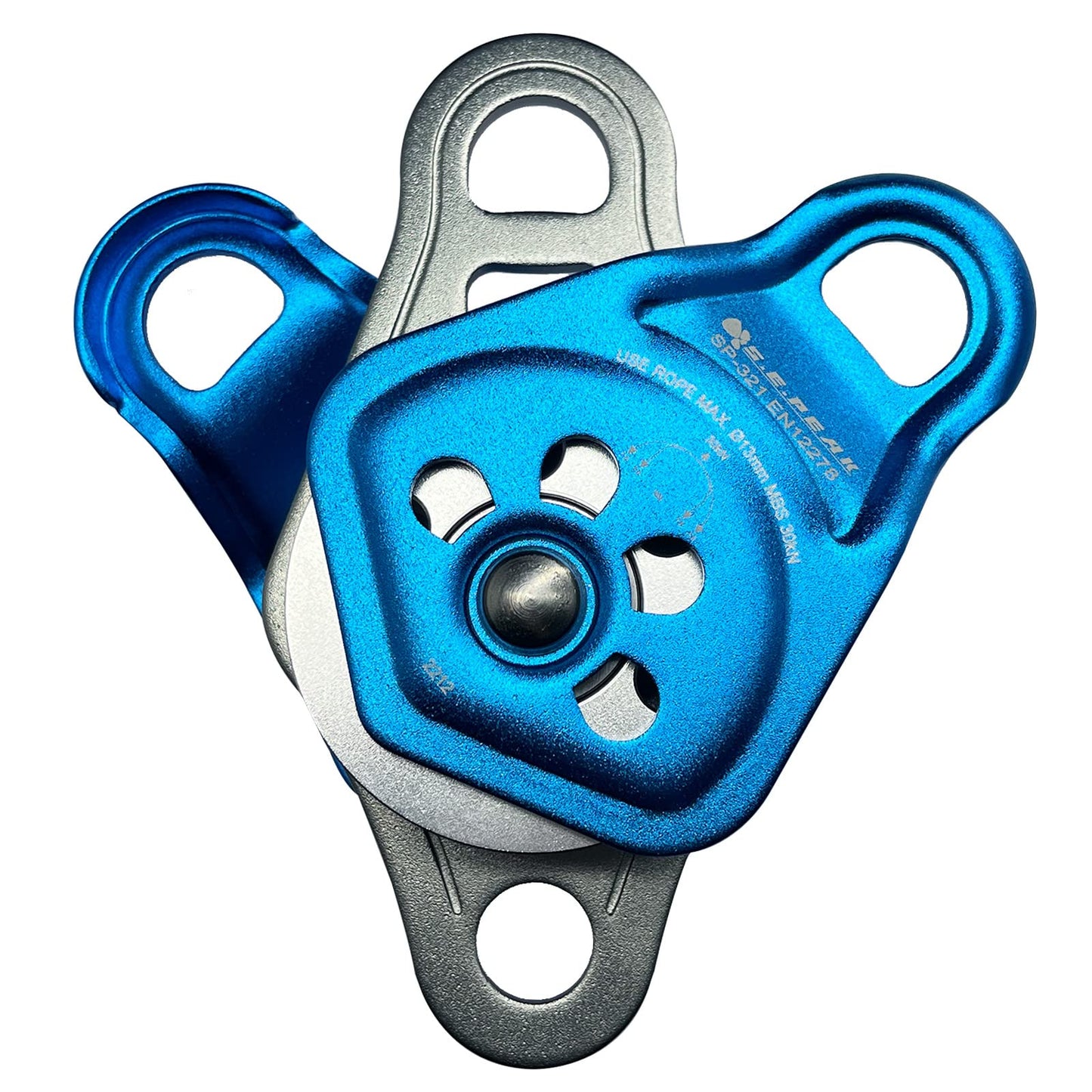 S.E.PEAK 30kN Upgraded Rescue Double Pulley Sheave with Swing Plate,CE High Strength Pulley for Backyard Zipline, Climbing, Rock Rescue Lifting, Hauling, Fit Rope up to 13 mm/Holds Up to 6750lbs,Blue