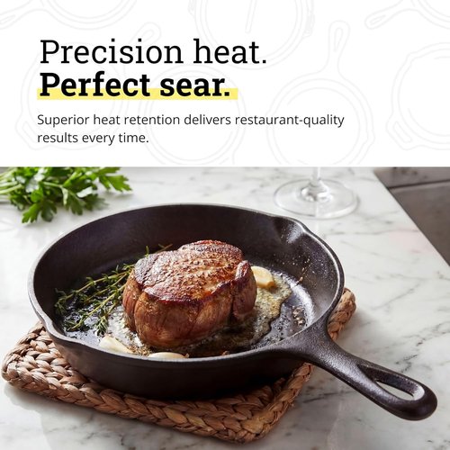 Lodge Seasoned Cast Iron Skillet - PFAS-Free Non-Toxic Cookware - Naturally Non-Stick & Oven Safe - 6.5 Inches