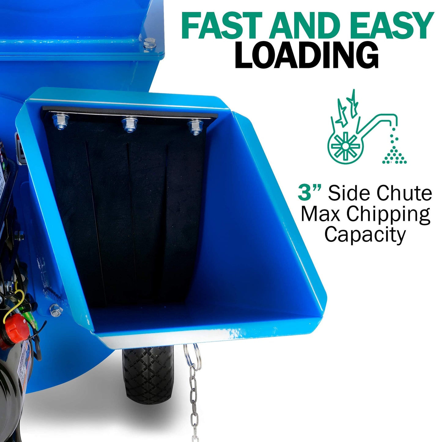 Landworks Wood Chipper 3 in 1 Multi-Function 3" Inch Max Capacity & Wood Chipper Compact Rotor Assembly Design 3" Inch Max Capacity