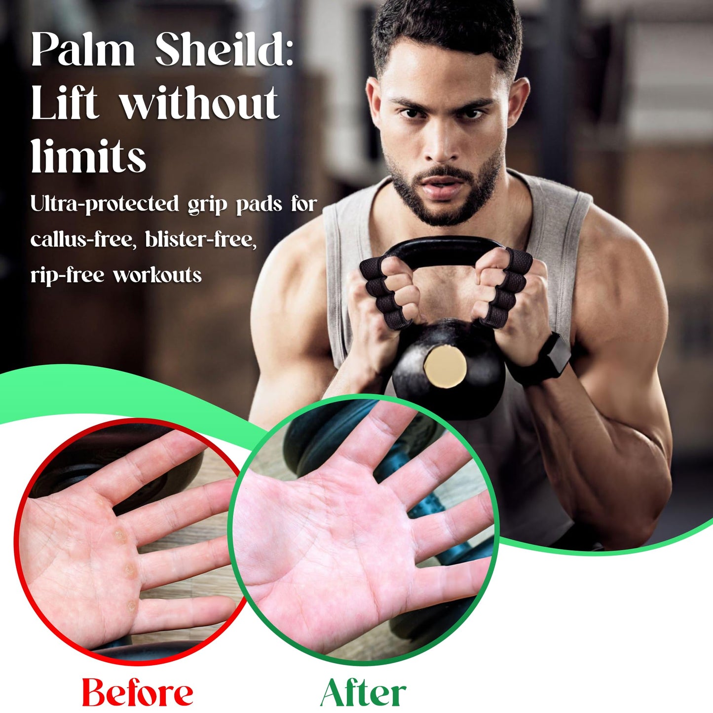 POSHOME Neoprene Gym Grip Pads for Weight Lifting – Non-Slip Hand Grips for Men & Women – Workout Gloves Alternative for Pull Ups, Deadlifts, Fitness & Training – Easy Lifting Grips Gym Pads