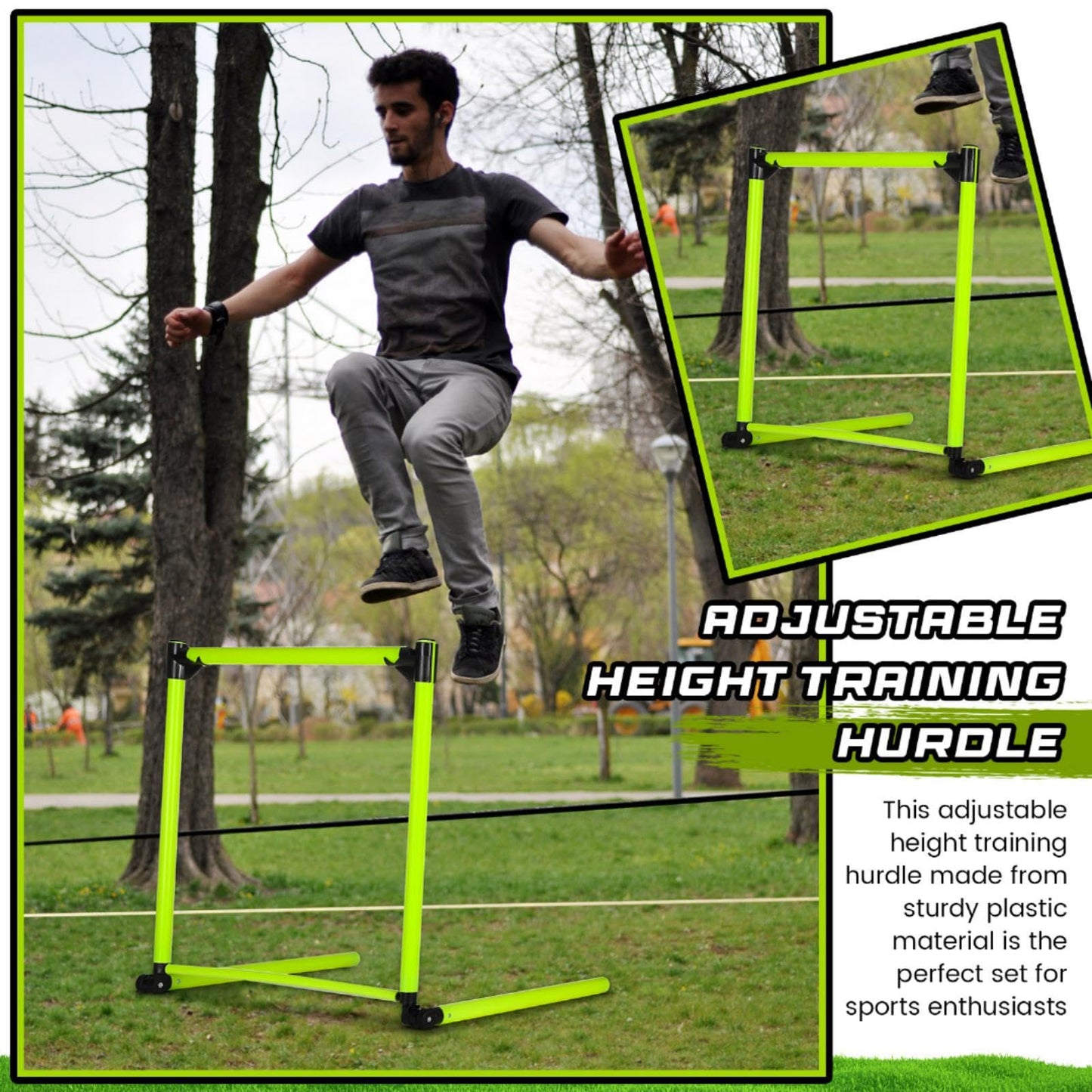 Gemscream 2 Pcs Adjustable Height Training Hurdle 23. 62'' Detachable Hurdles Track and Field Equipment Agility Speed Training Equipment with Scale for Soccer Basketball Obstacle Courses Workout