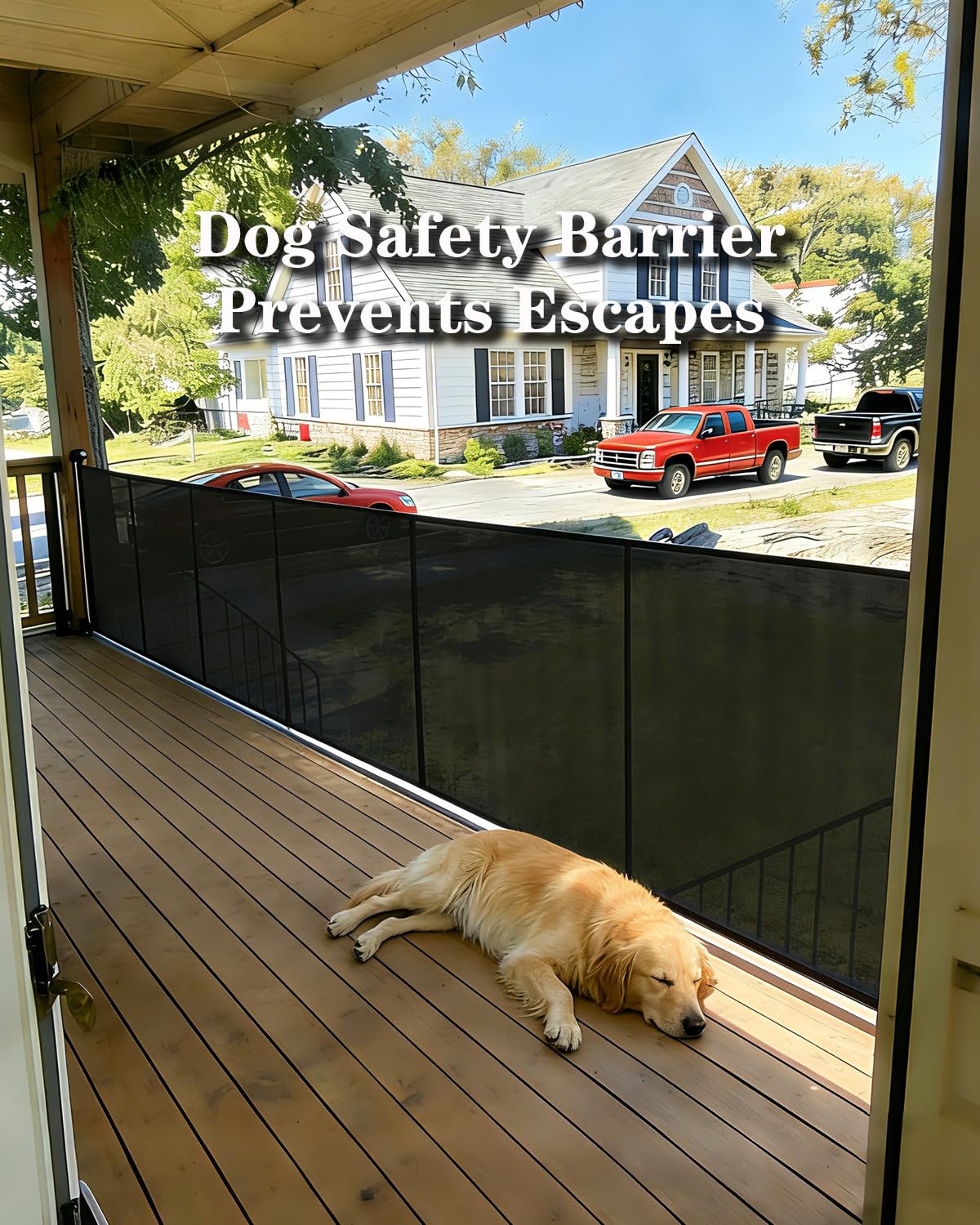 160" Extra Wide Retractable Baby Gates, 42" Extra Tall Retractable Dog Gate Pet Gate with Support Rods, Long Mesh Screen Child Safety Gate for Garage Doorways Hallways Deck Porch, Outdoor Indoor Use