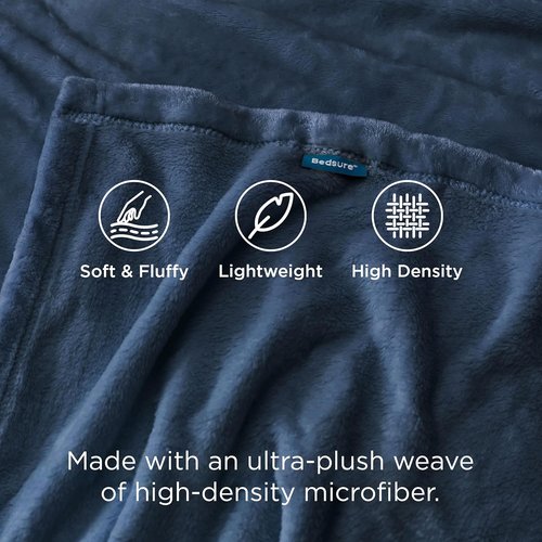 Bedsure GentleSoft Fleece Blanket - Cozy California King in Mineral Blue, 102x96 Inches
