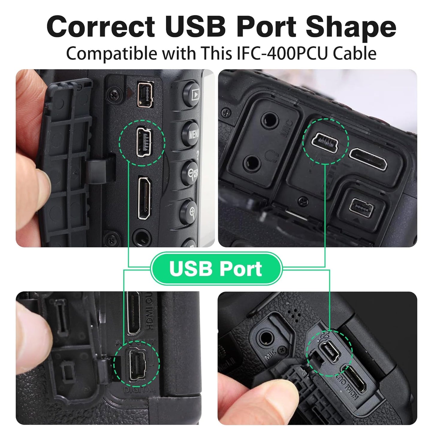 2 Pack 10ft IFC-400PCU T1i T7i, AGVEE Camera USB Data File Transfer AV Out Digital Cable Cord with Magnetic Ring