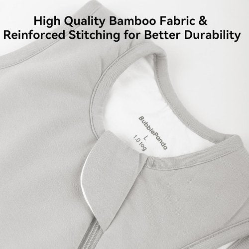 BubblePanda Bamboo Sleep Sack - Soft 1.0 Tog Toddler Blanket for 6-12 Months | 2-Way Zipper Design