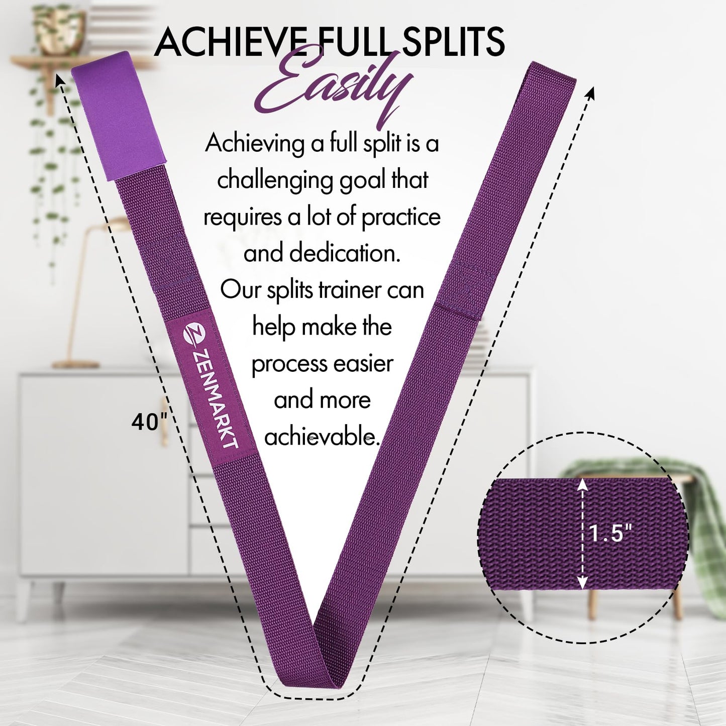 Stretching Strap for Cheer – Flexibility Stunt Strap for Cheerleaders – Durable Cheer Stretching Bands for Improved Flexibility, Range of Motion – Essential Cheer Accessories (Purple)