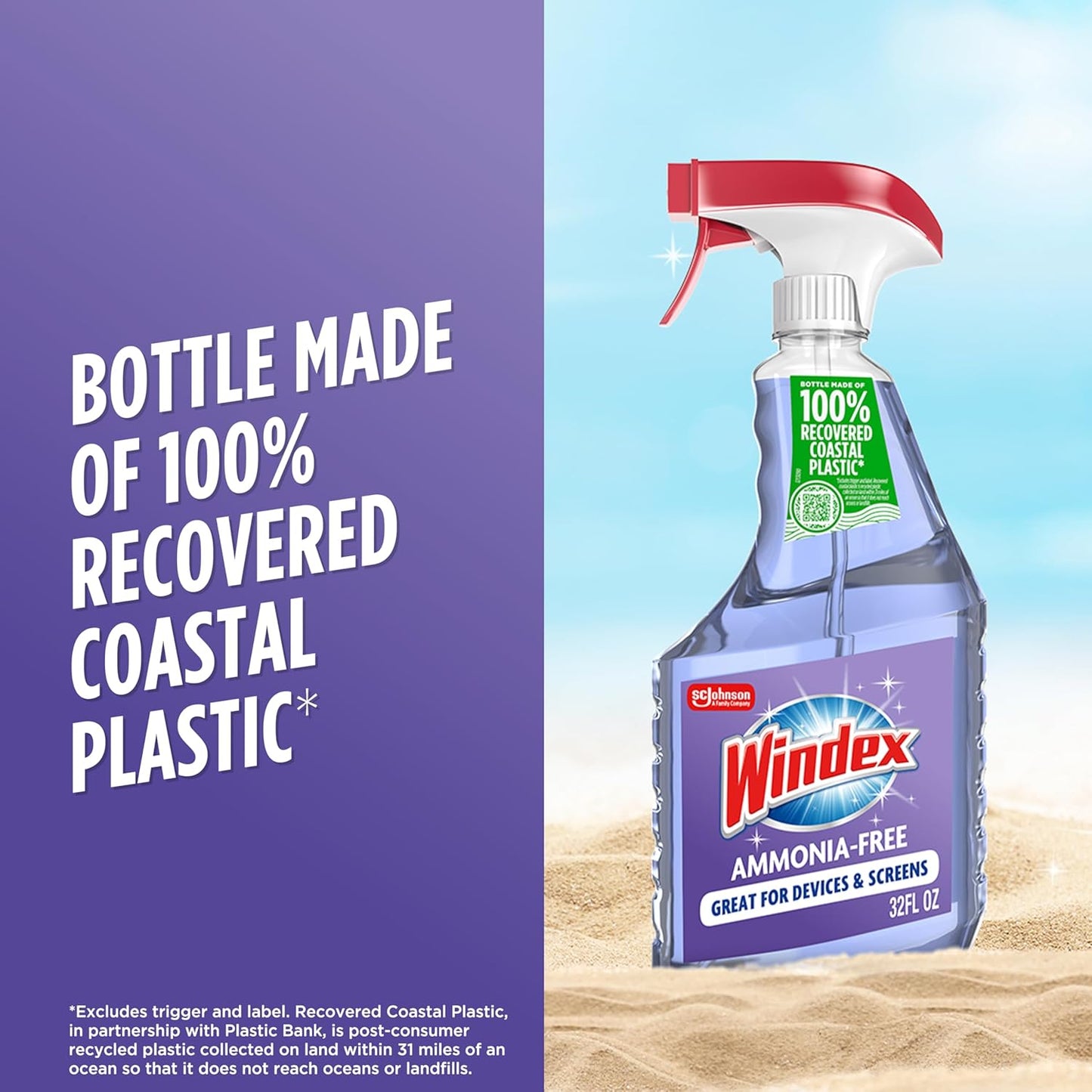 Windex Glass Cleaner Spray - Ammonia-Free Formula with Crystal Rain Scent | 32 Fl Oz Bottle