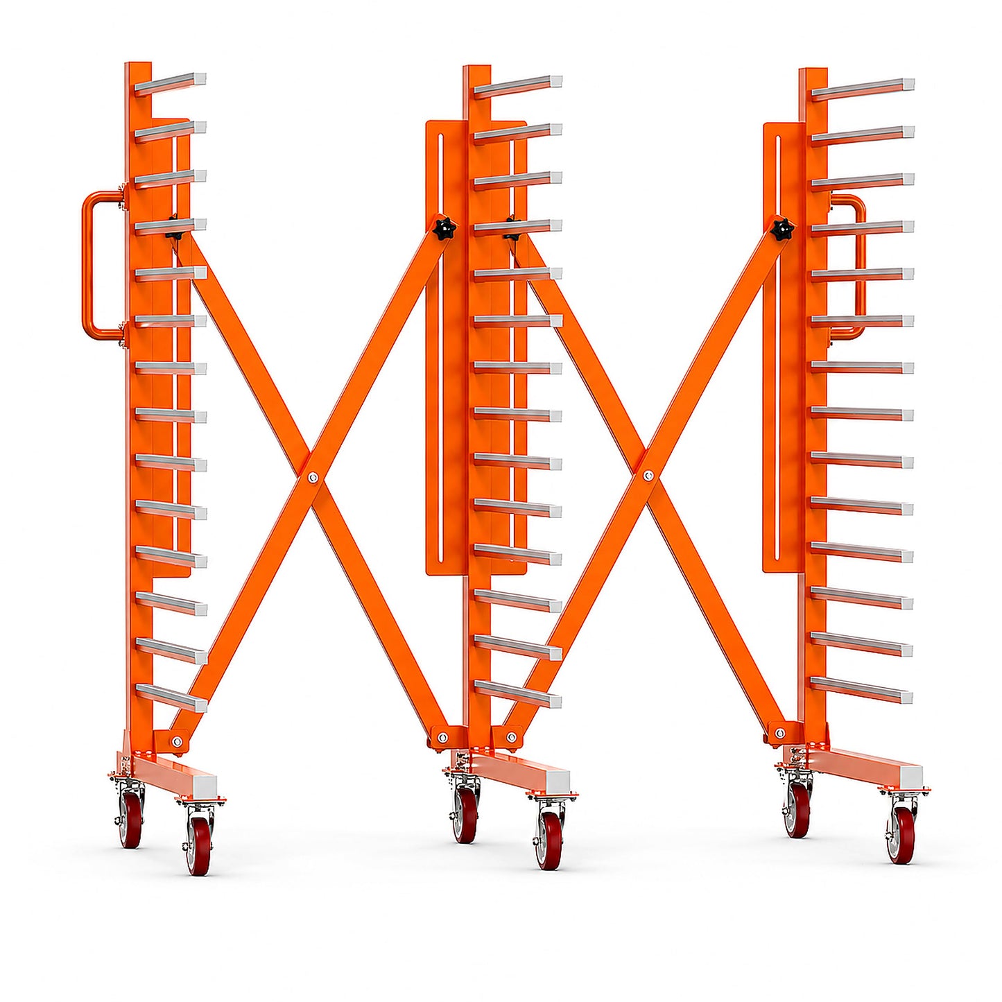 Vazcor Paint Drying Rack for Cabinet Doors, 15-Level Heavy Duty Rolling Paint Rack, Expandable Woodworking Drying Rack for Trim & Panels, Reinforced 2.0mm Steel Frame with 5" Casters