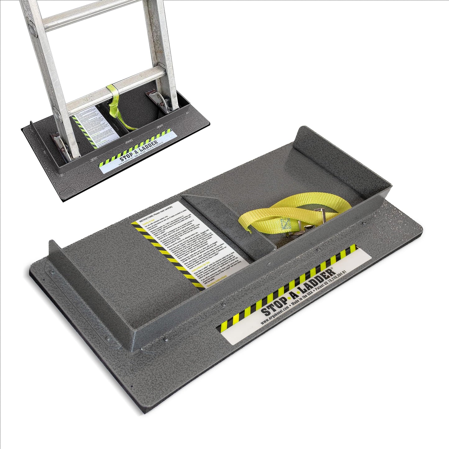 Stop-A-Ladder | Ladder Safety Device Prevents Slipping on Slick Surfaces | Fits Extension Ladders Up to 21” Wide | Lightweight, 6 lb Foam Grip with Adjustable Strap | Ladder Grip