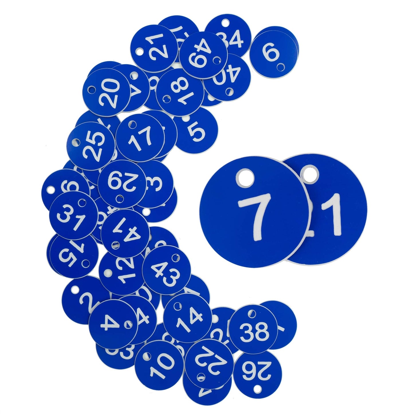 StayMax Plastic ID Number Tags Engraved Tags Key Tags Without Key Rings (1-50, Blue)