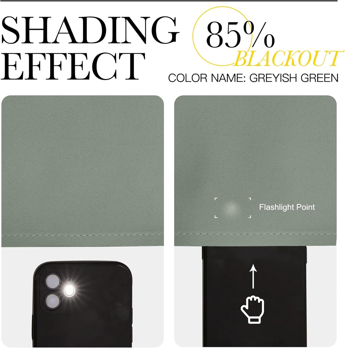 NICETOWN Room Darkening Curtains - Thermal Insulated Greyish Green Drapes for Kitchen & Bedroom (Set of 2, 42" x 50")