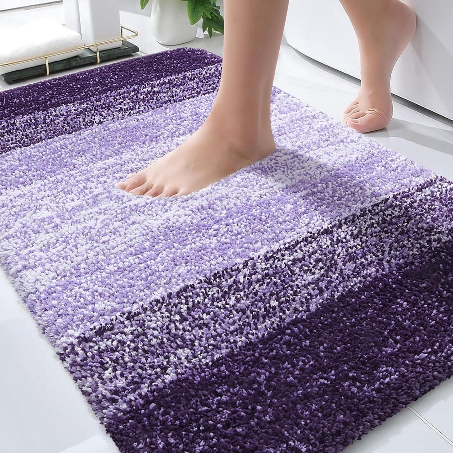 OLANLY Bathroom Rugs | Extra Soft Microfiber Bath Mat 34x21 - Quick Dry, Rubber Backing, Violet
