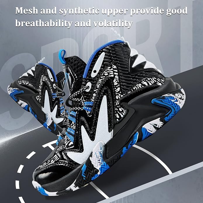 VITUOFLY Kids Basketball Shoes Boys Air Cushion Sneakers Girls Mid Top School Hoops Shoes Non-Slip Outdoor Sports Running Gym Comfortable Durable Little Kid/Big Kid