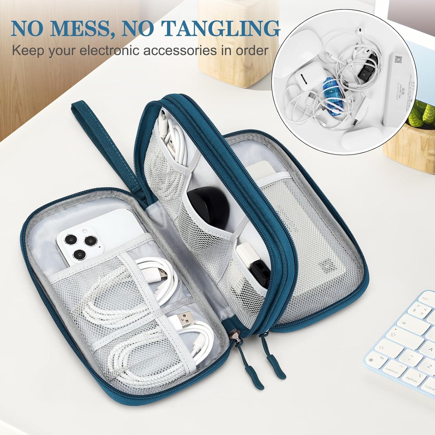 FYY Electronic Organizer, Travel Cable Organizer Bag Pouch Electronic Accessories Carry Case Portable Waterproof Double