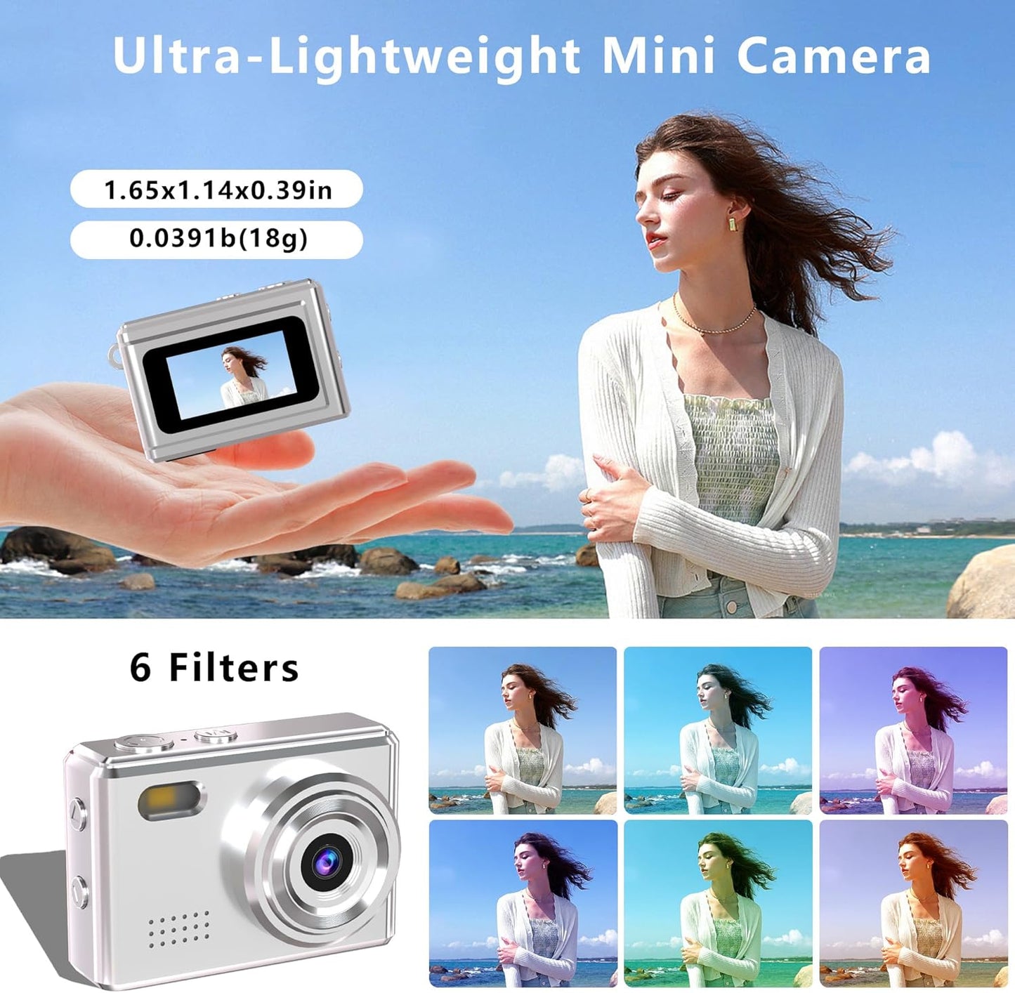 Lenane Camera-1080P 0.96" 16GB Mini Keychain Mini Retro Digital Camera with Screen Card,Portable Video Recorder