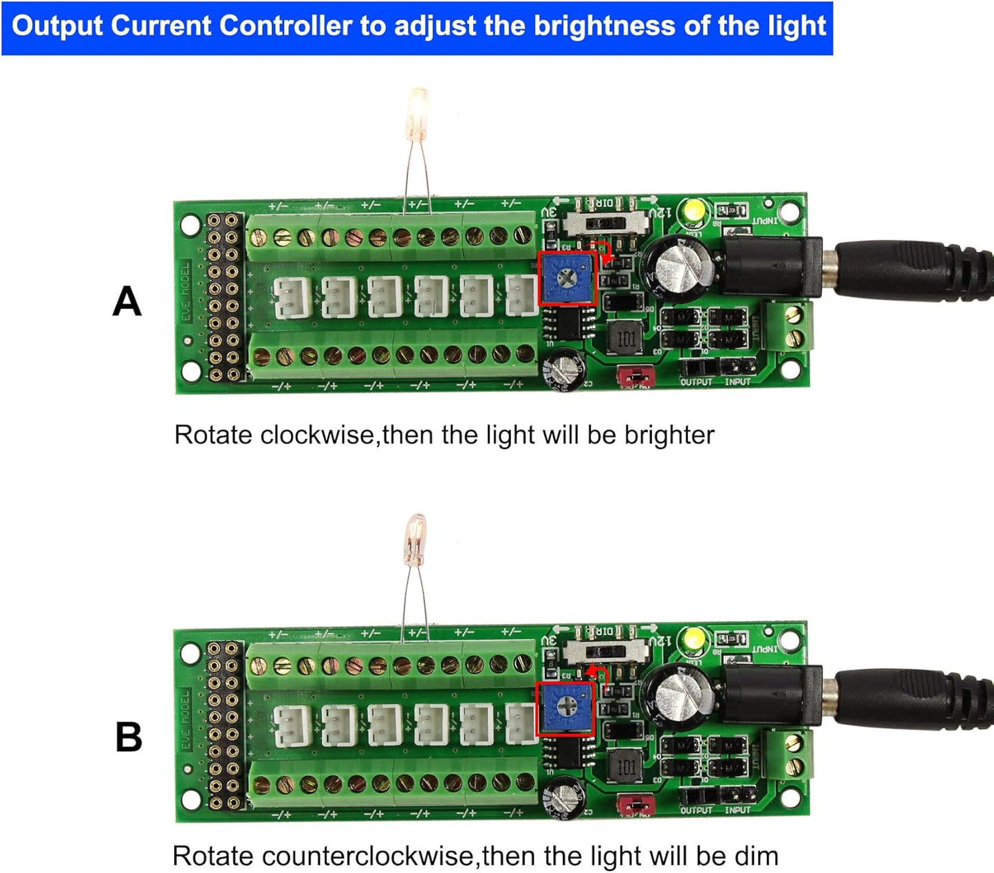 Evemodel PCB012 Power Distribution Board Self-Adapt Distributor HO N O LED Street Light Hub DC AC Voltage Train Power