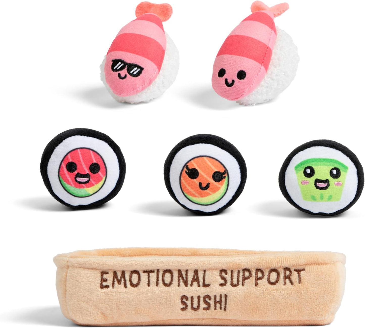 Relatable Emotional Support Sushi | Cuddly Stuffed Animals Set with 5 Plush Toys & Basket - Perfect Gift for Mom