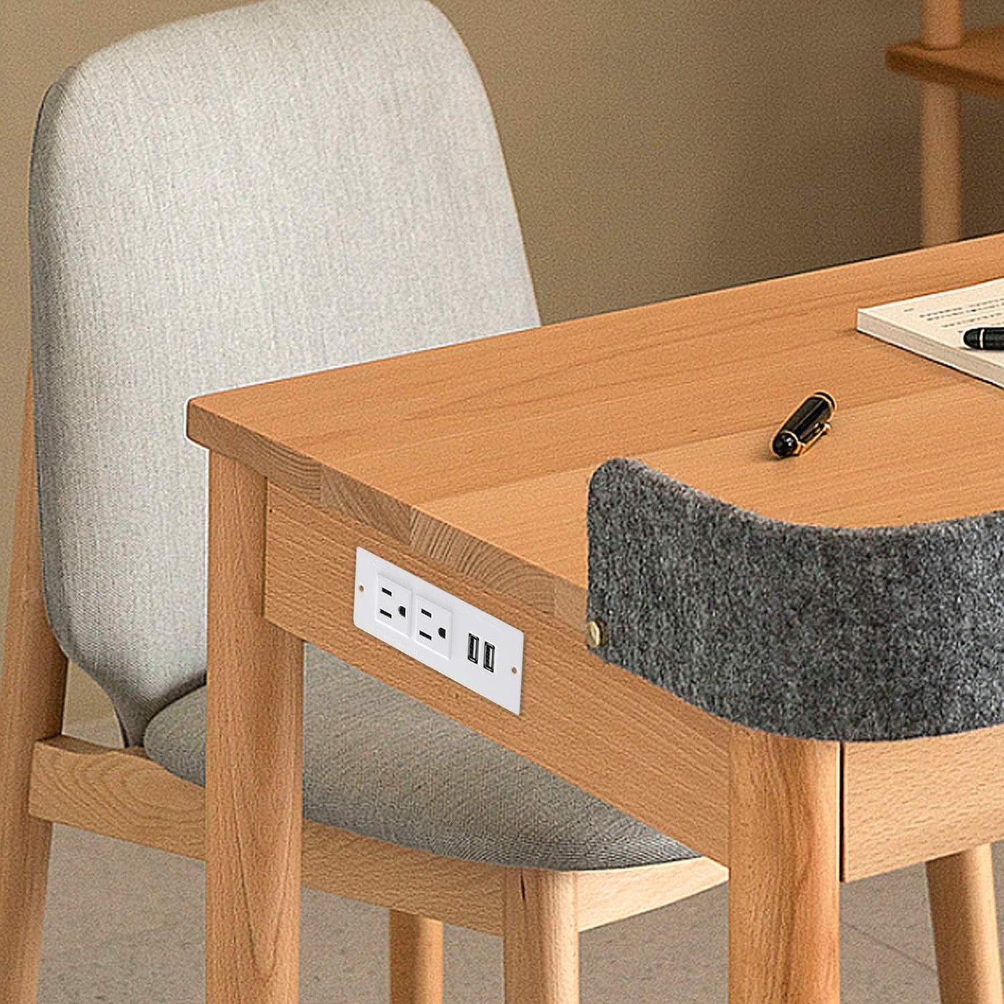 Jgstkcity 6.56Ft Grommet 2-Outlet 2 Conference Recessed Power Strip Socket Cord,Desktop Power Power Strip with & USB