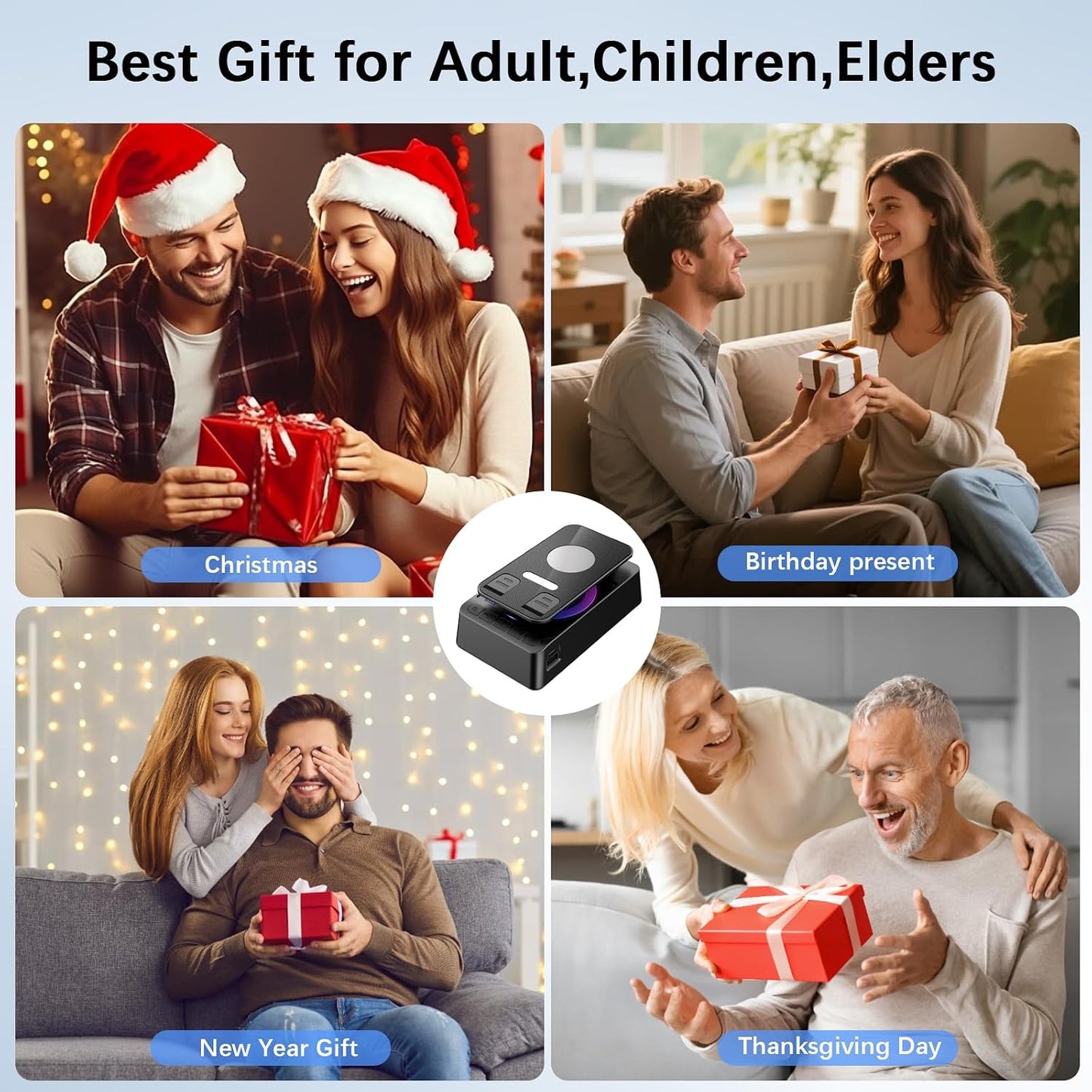 buwy (3000mAh), Gifts for Men Women, Cell Phone Stand with Wireless Bluetooth Speaker and Colorful LED Lights