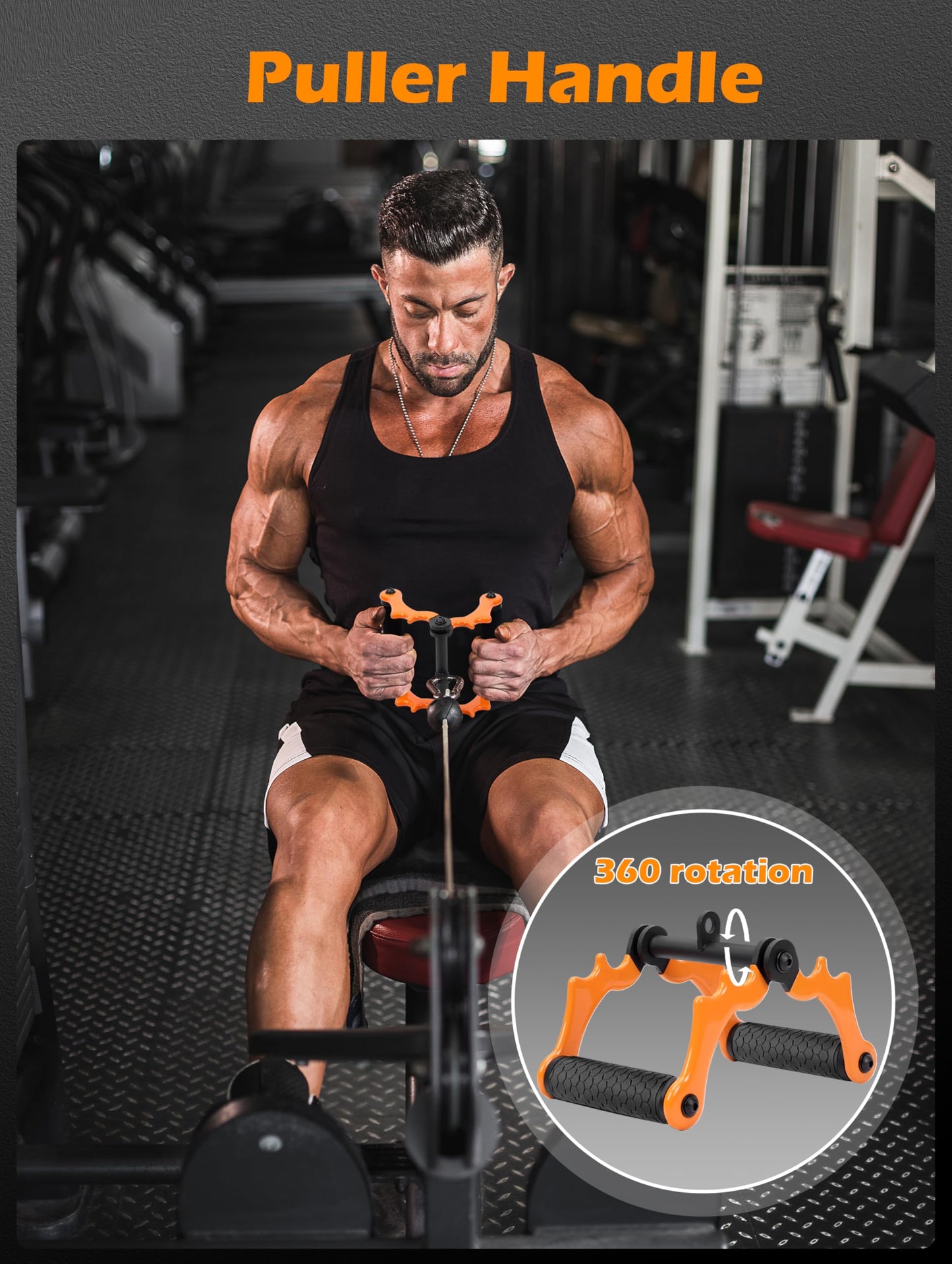 Lovind V Bar Landmine Attachment T Bar Handle for Barbell Bars，Foldable V Bar Row Handle Double D Row Handle with Rubber Coating T-Row Attachment for Strength Training Bars (Black-Yellow)