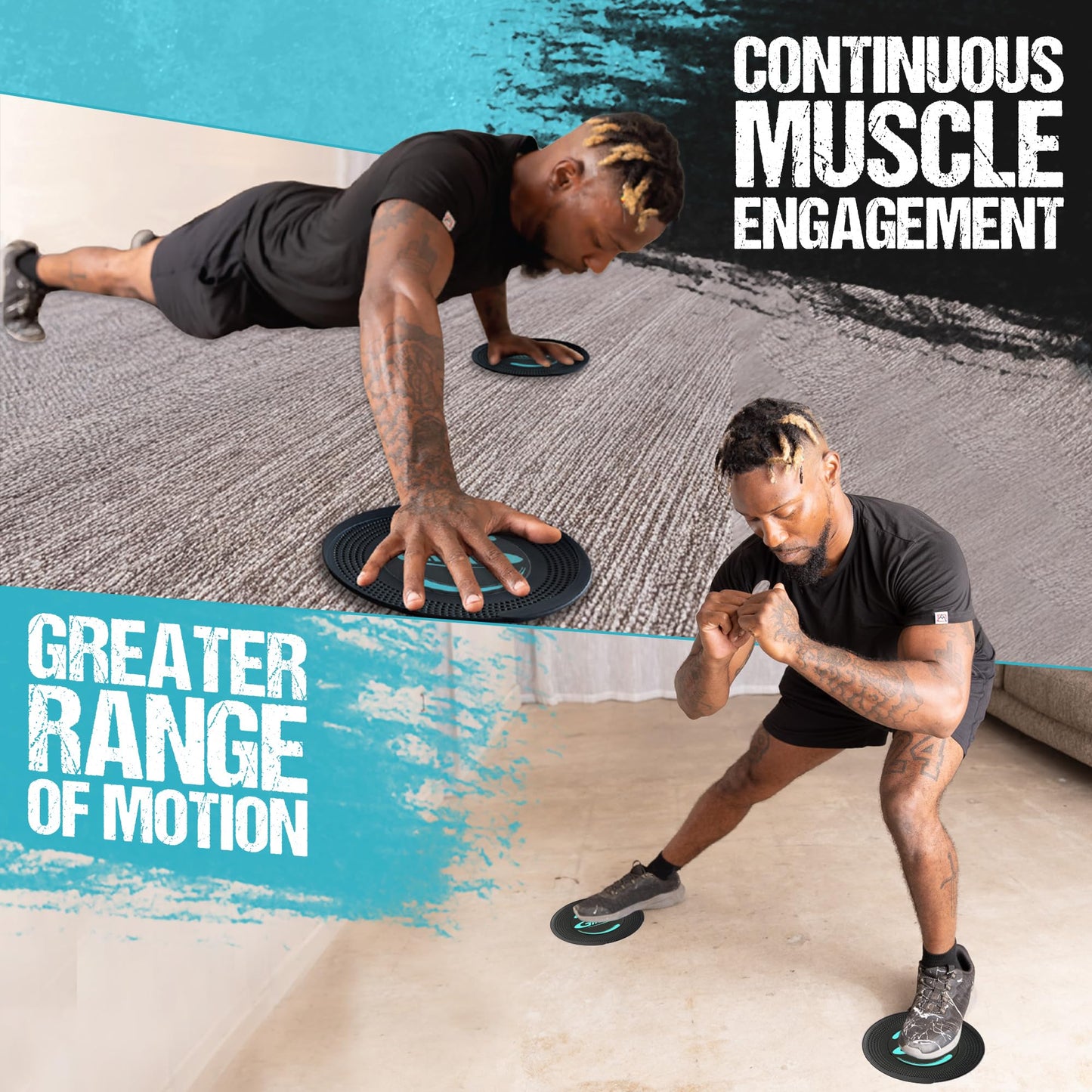 Gliding Discs for Working Out - Black - Sliding Discs for Carpet Floors, 1 Pair, Authentic Original Discs for Full Body Resistance Workout, Includes 4 Streaming Video Workouts - Home Exercise