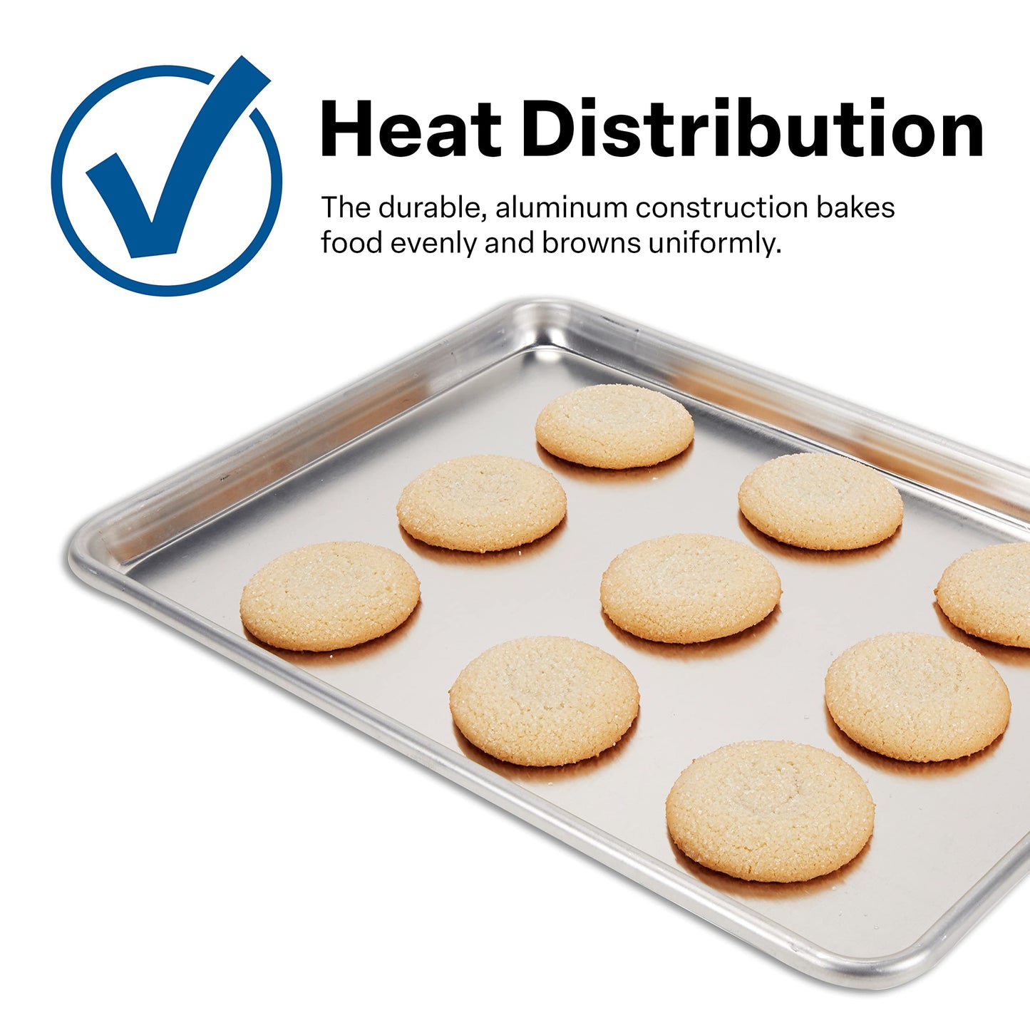 FSE Commercial-Grade 20-Gauge Aluminum Sheet Pan/Bun Pan, 18" L x 13" W x 1-1/8" H (Half Size) | Pack of 12