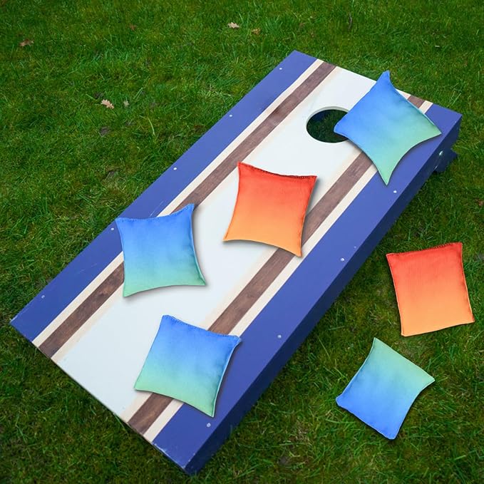 Weather Resistant Cornhole Bags, Gradient Corn Hole Bags Set of 8, Cornhole Bean Bags, Modified Size Cornhole Bags for Tossing Game, Includes Tote Bag